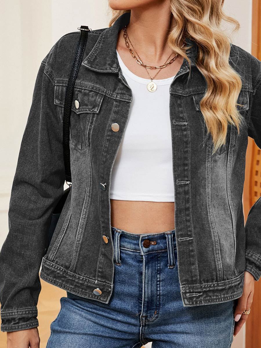 Women's Casual Distressed Denim Jacket Top