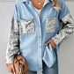 Women's Loose Leopard Pattern Denim Shirt