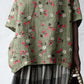 Women's Elegant Floral Pattern Cotton and Linen Top