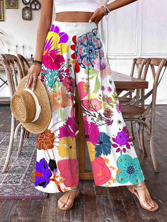 Women's  Floral Print Wide Leg Pants