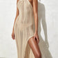 Women's Solid Color Knitted Hollow Resort Beach Dress