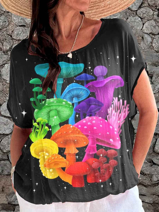 Women's Fun Colorful Mushroom Pattern Top