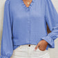 Women's Solid Color V Neck Chiffon Shirt