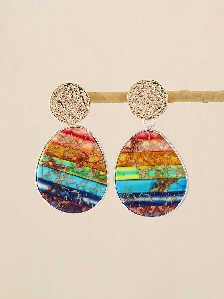 Women's Oval Multicolor Stone Earrings