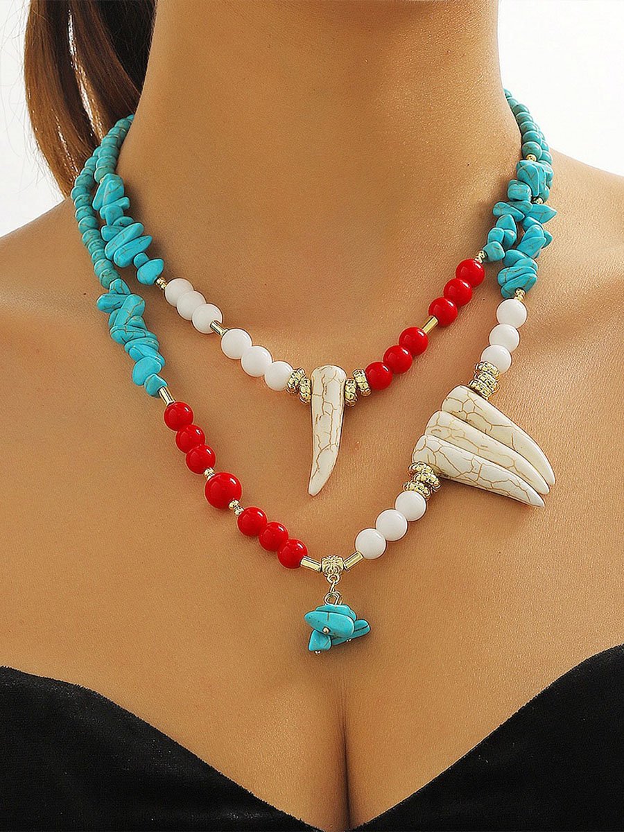 Retro Turquoise Jewelry Bohemian Ethnic Style Turquoise Necklace For Women