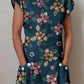 Women's Elegant Floral Cotton and Linen Dress