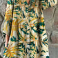 Women's Summer Leaf Pattern Shirt Style Cotton And Linen Dress