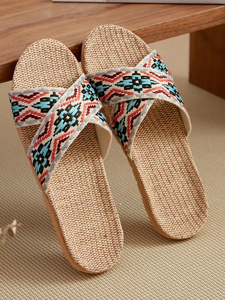 Women's Bohemian Handmade Linen Slippers