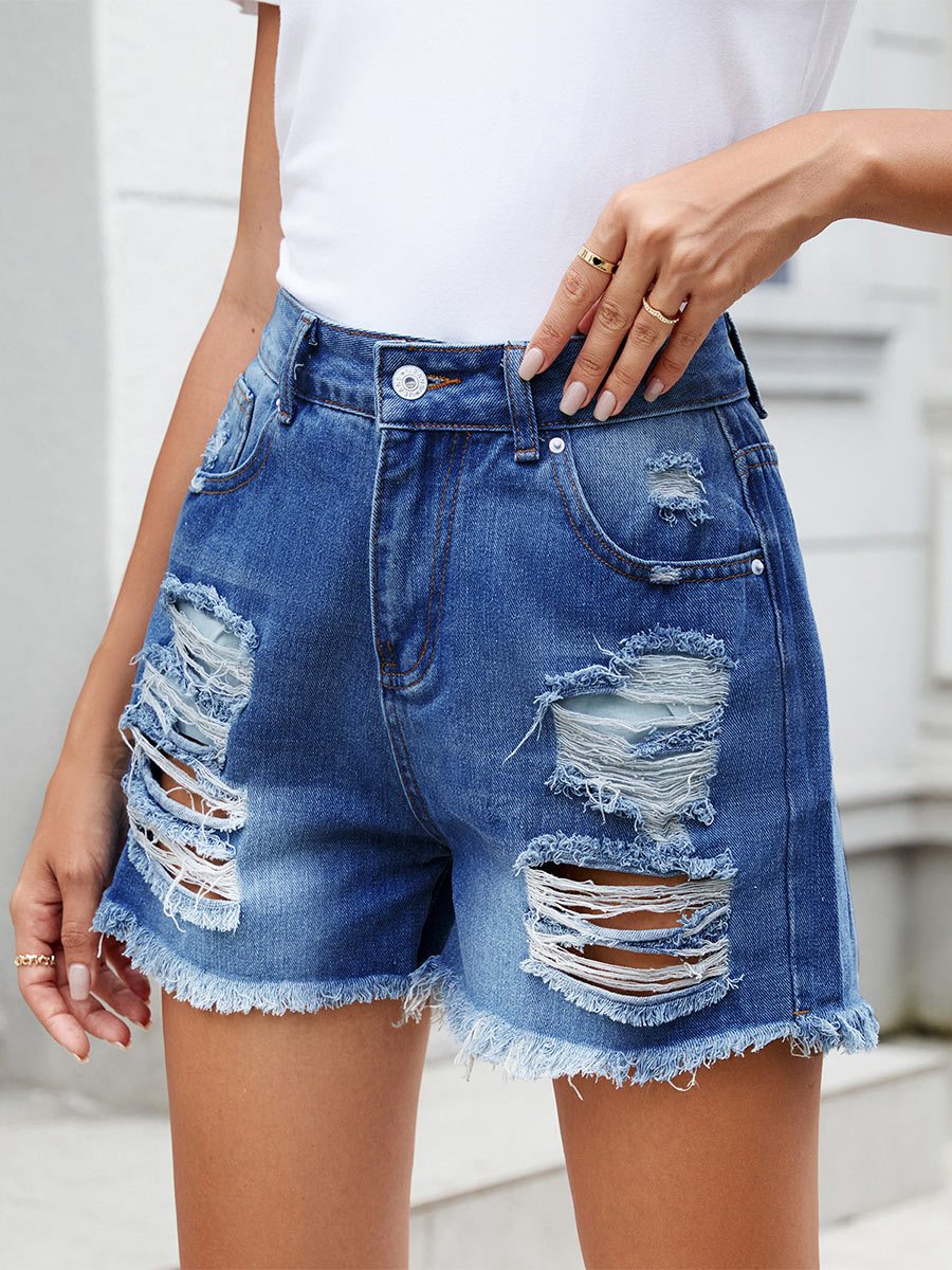 Women's Tassel Ripped Denim Shorts