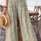 Women's Elegant Simple Floral Pattern Art Flower Wide Leg Pants