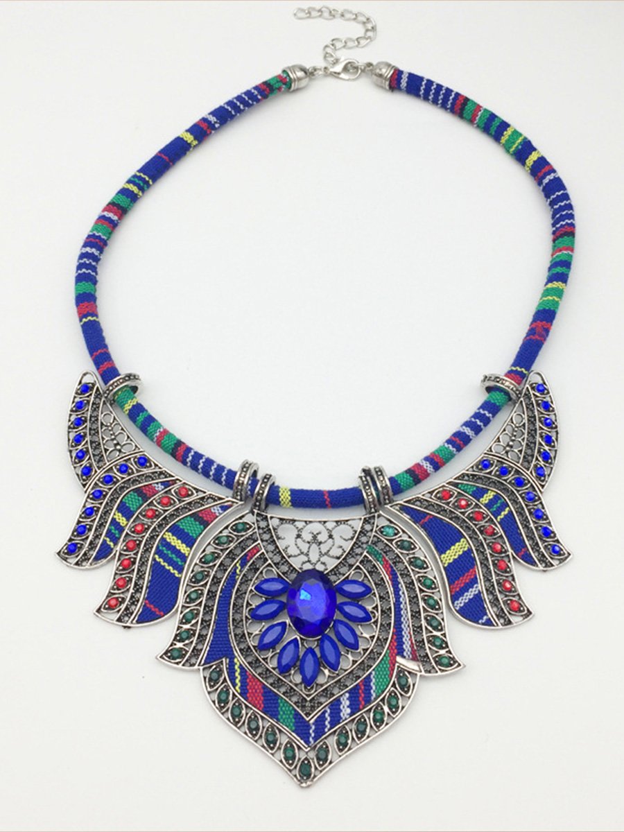 Bohemian Ethnic Style Colorful Alloy Diamond Necklace
