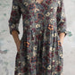 Women's Elegant Vintage Floral Pattern Cotton Dress With Pockets