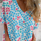 Women's Elegant Floral Pattern Shirt Style Cotton and Linen Top