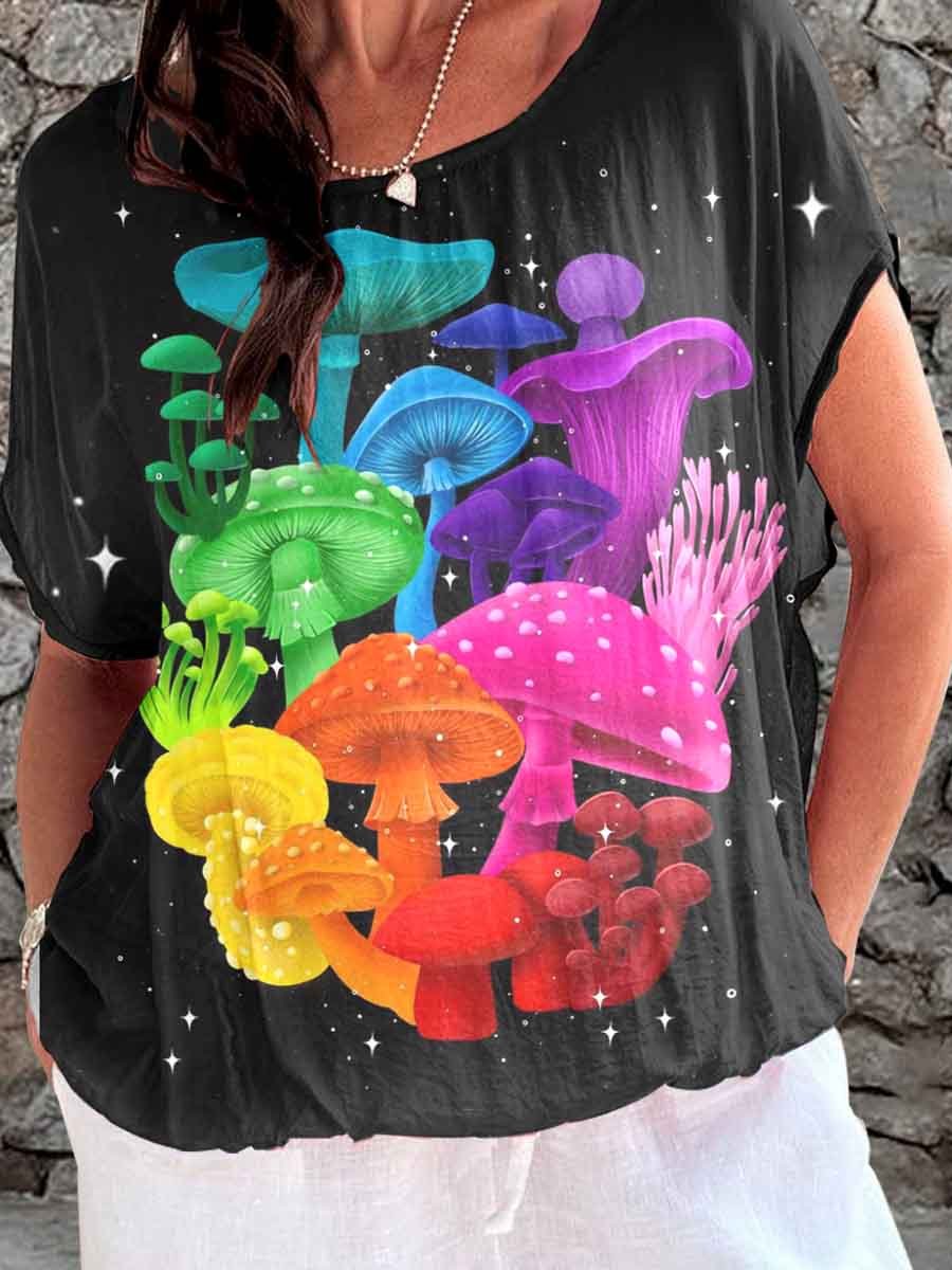 Women's Fun Colorful Mushroom Pattern Top