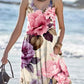 Women's Vest Floral Pattern Resort Style Pocket Dress