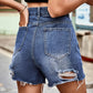 Women's Ripped Raw Edge Denim Casual Shorts