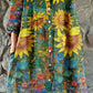 Women's Vintage  Sumflower Floral Pattern Shirt Style Cotton and Linen Dress