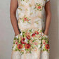 Women's Elegant Floral Pattern Crew Neck Dress