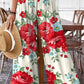 Women's Summer Rose Floral Print Pattern Cotton Wide Leg Pants