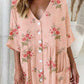 Women's Elegant Rose Floral Pattern V-Neck Cardigan Cotton and Linen Dress