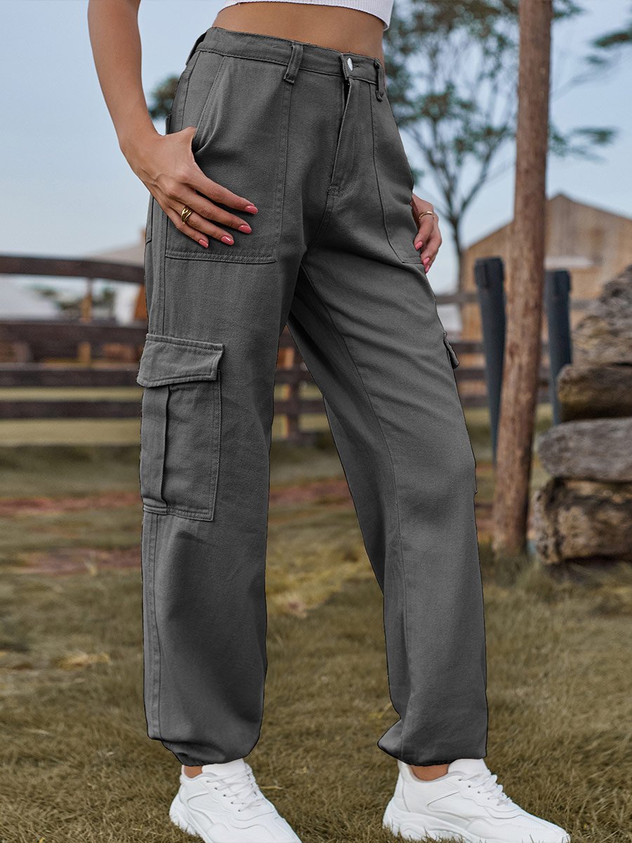 Women's Patch Pocket Denim Cargo Pants