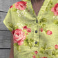 Women's Floral Art Casual Cotton Shirt Top