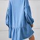 Women's Loose Denim Long Sleeve Raw Edge Dress