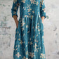 Women's Elegant Simple Floral Pattern V-Neck Cotton Dress