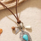 Turquoise Pendant Bohemian Jewelry Wax Rope Necklace