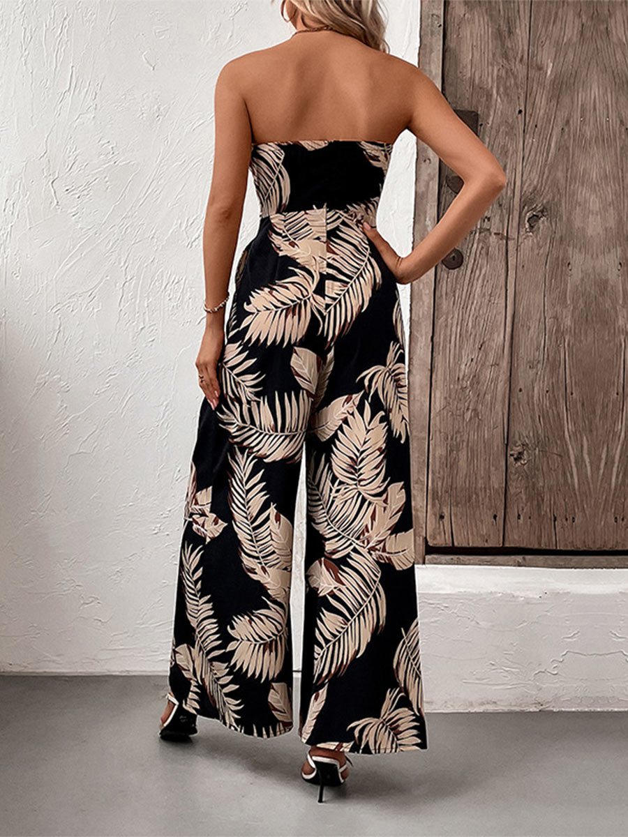 Women's Printed Bandeau Pocket Jumpsuit