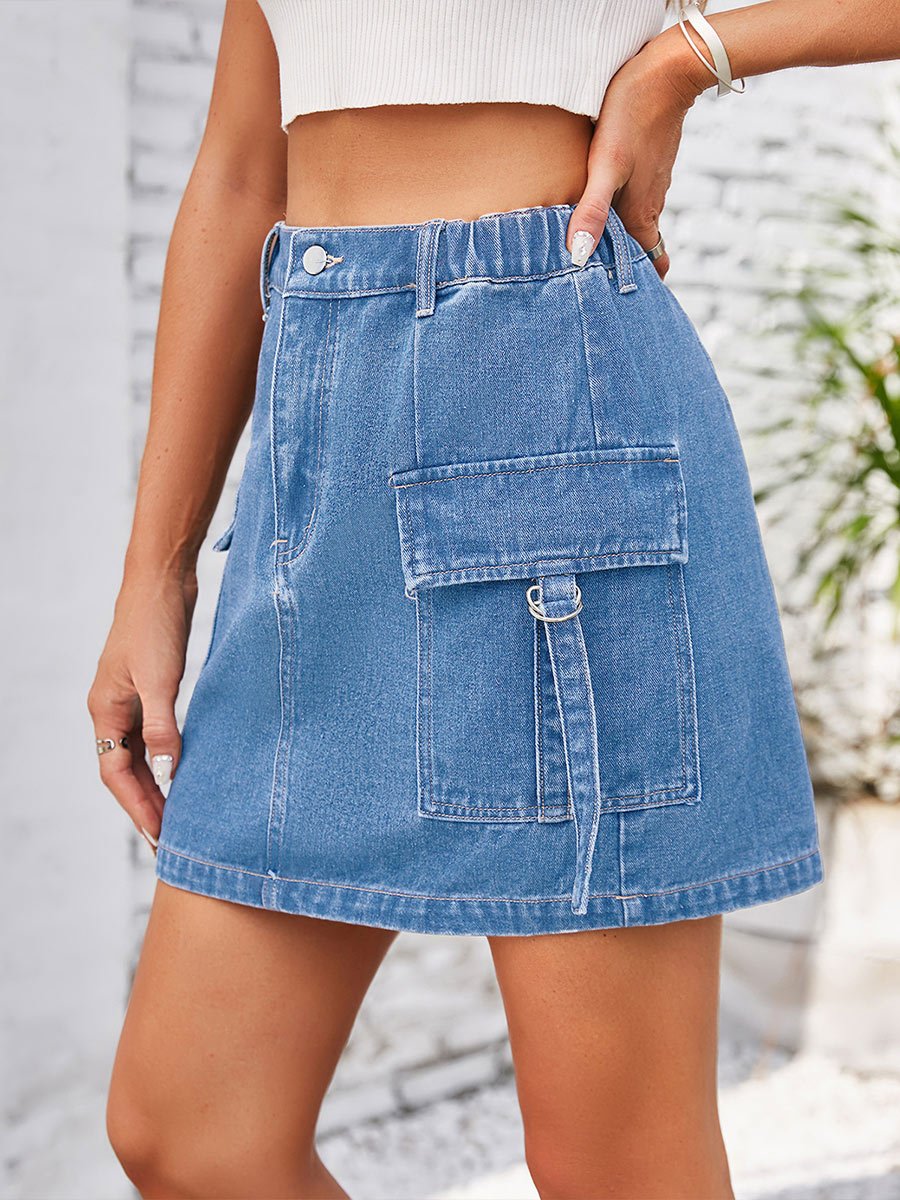 Women's Distressed Denim Work Skirt