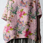 Women's Elegant Floral Pattern Cotton and Linen Top