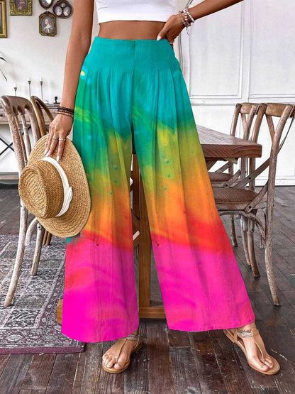 Women's Rainbow Gradient Pattern Print Pants