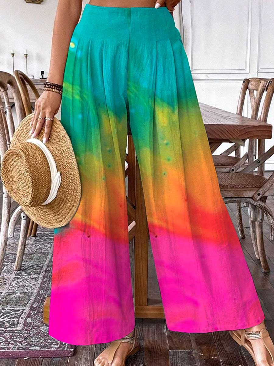 Women's Rainbow Gradient Pattern Print Pants