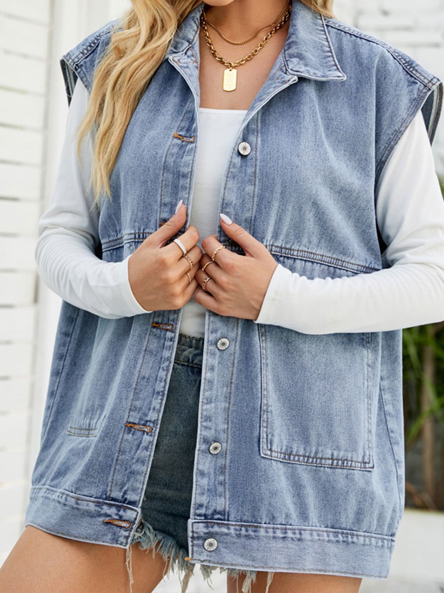 Women's Classic Patch Pocket Denim Vest