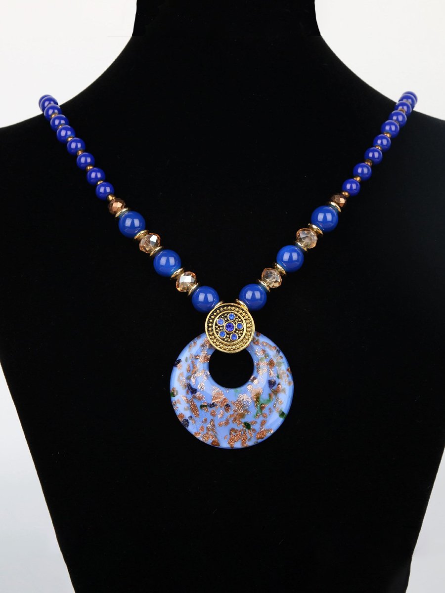 Retro Ethnic Style Glass Necklace