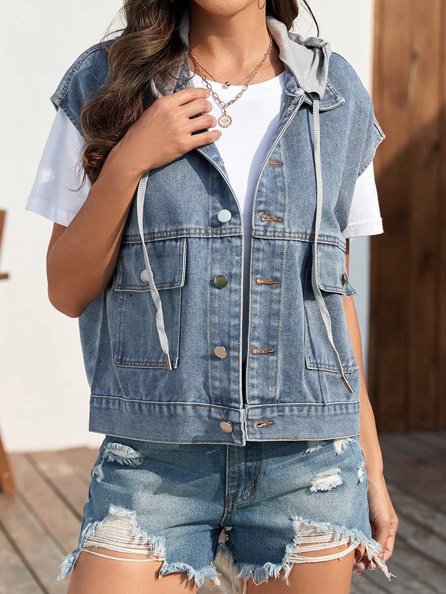 Women's Retro Denim Slim Fit Washed Vest