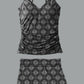 Women’s V-neck Paisley Print Suspender Skirt Tankini Set Swimsuit