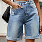 Ripped Hemmed Denim Shorts