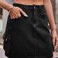 Women's Elastic Waist Work Denim Skirt