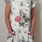 Women's Elegant Floral Pattern Round Neck Cotton and Linen Dress