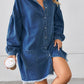 Women's Loose Denim Long Sleeve Raw Edge Dress