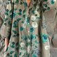 Women's Elegant Floral Pattern Shirt Style Cotton and Linen Dress