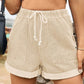 Women's Casual Rolled Hem Denim Shorts With Elasticated Waist