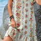 Women's Elegant Simple  Rose Floral Pattern Petal Sleeve Round Neck Dress