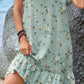 Women's Elegant Simple  Rose Floral Pattern Petal Sleeve Round Neck Dress