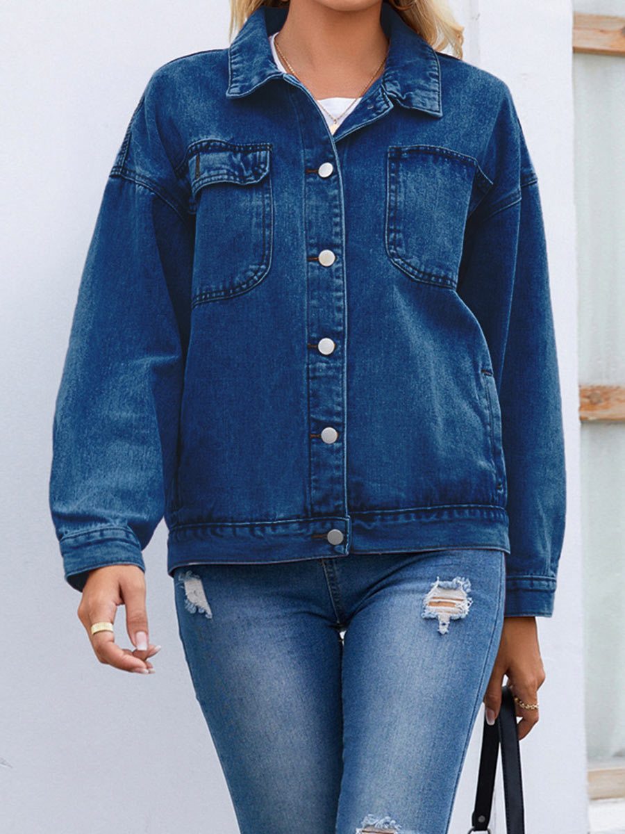 Women's Vintage Distressed Denim Jacket Top