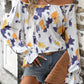 Women's Printed Off-shoulder Lotus Sleeve T-shirt