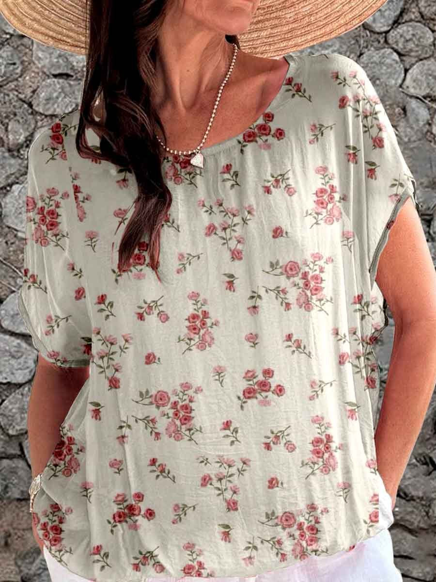 Women's Simple Elegant Decorative Floral Top