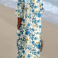 Women's Seaside Vacation Elegant Floral Pattern V-Neck Cotton and Linen Dress